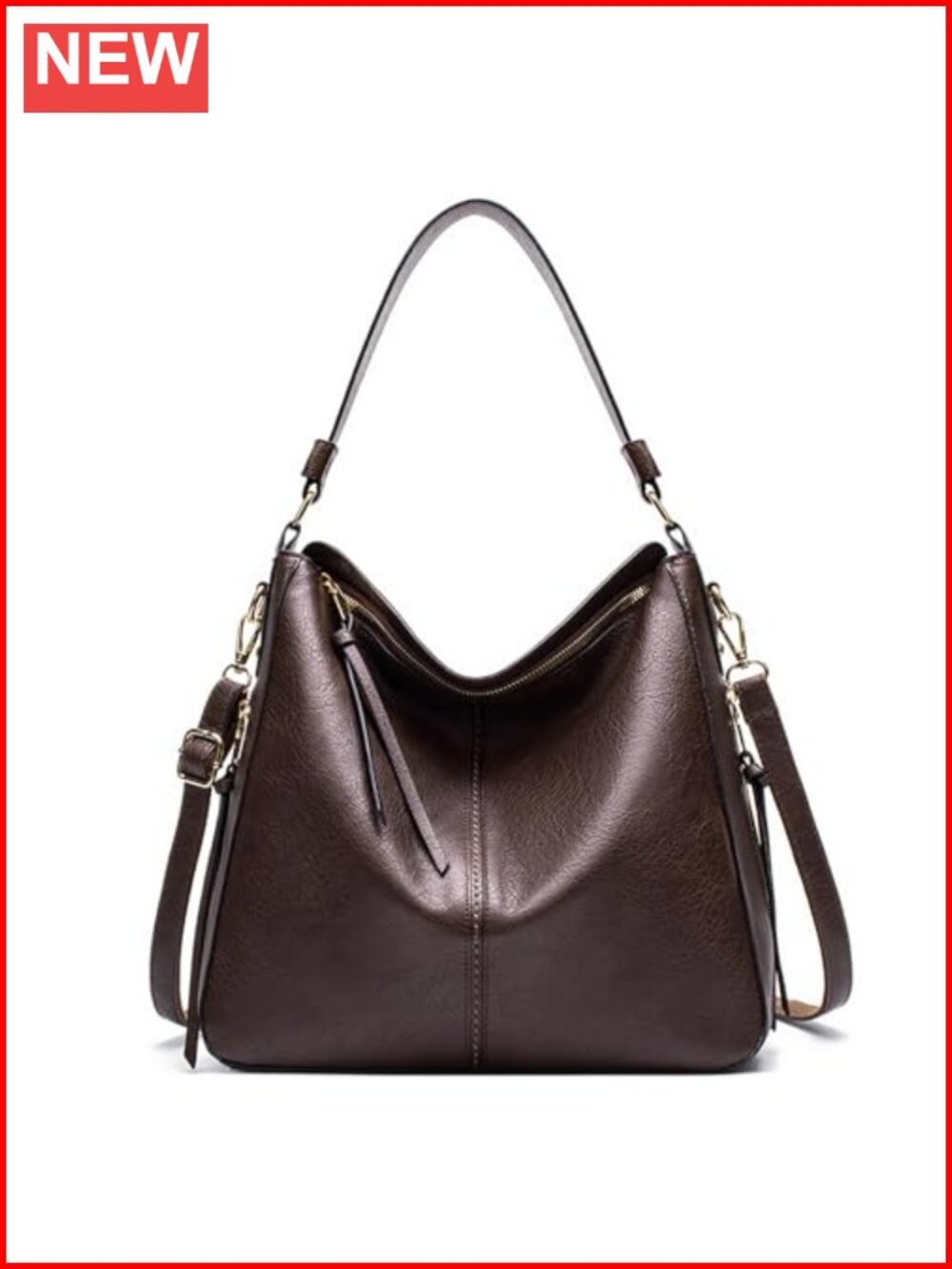 Large Vegan Leather Satchel Handbag Crossbody Casual Purse